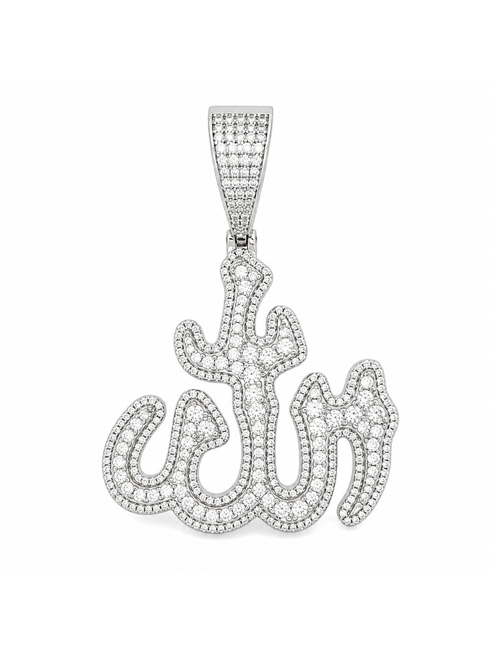 5Ct Moissanite Allah Pendant 925 Silver Islamic Arabic Charm
